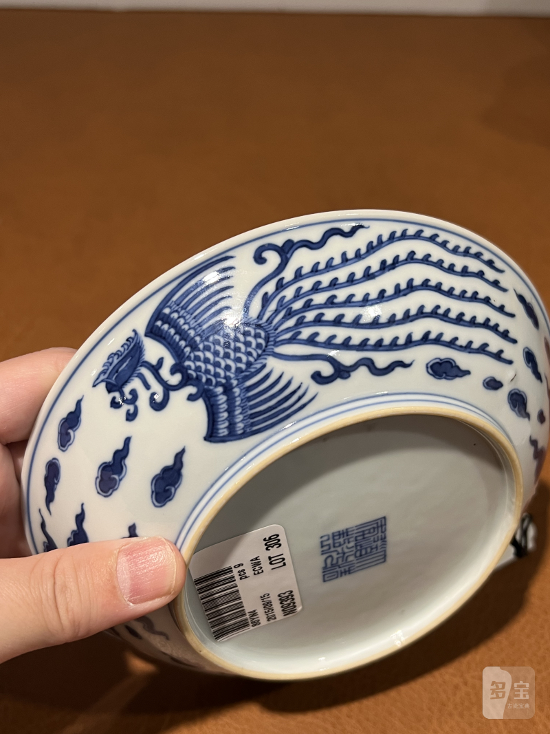 清道光 青花双凤纹盘 - 图8